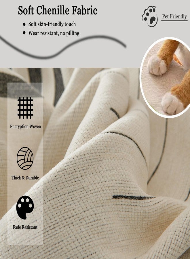 DREAMINGO Couch Cover Reversible Chenille Loveseat Sofa Covers for Dogs Pets Dark Grey Couch Protector for 2 Cushion Couch Sofa Vertical Stripe Jacquard Sofa Slipcover Sectional, 71"x118" - Image 3